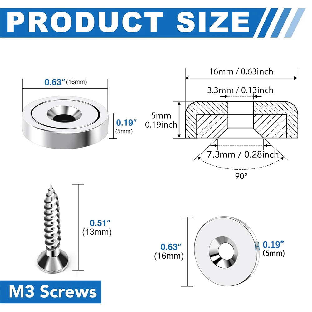 Countersunk Neodymium Disc Magnets with Center Hole