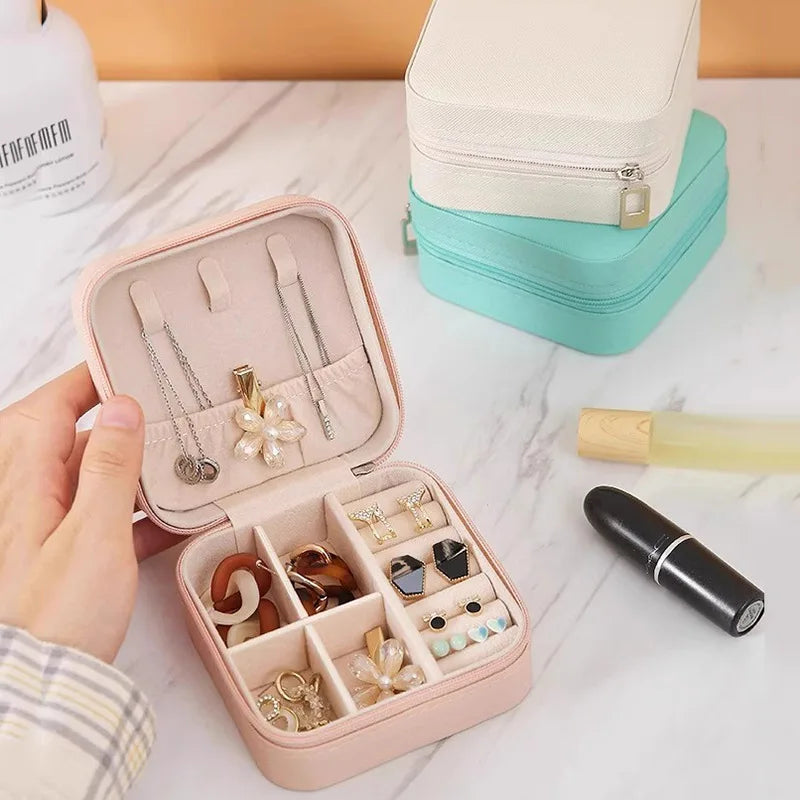 Compact PU Leather Jewelry Travel Case