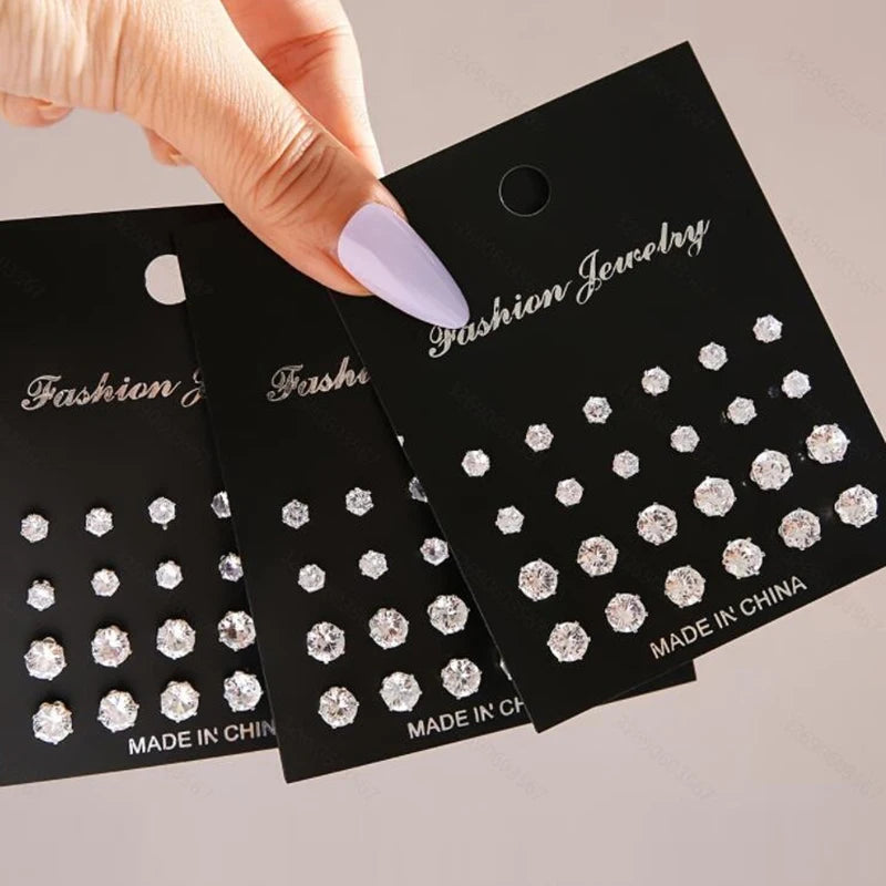 Classic Cubic Zirconia Stud Earring Set