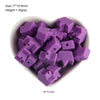 A pile of purple silicone crown star heart beads for DIY jewelry making