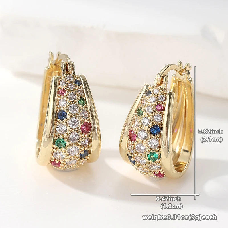 Multicolor Cubic Zirconia Hoop Earrings