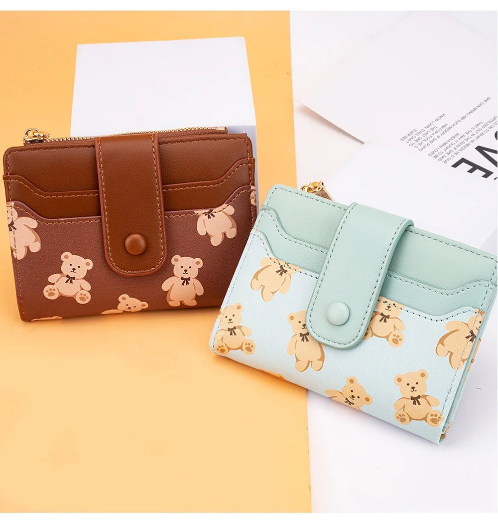 Compact PU Leather Wallet for Women with Card Slots and Coin Pocket