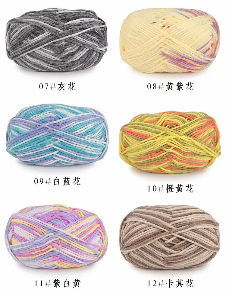 Section-Dyed Milk Cotton Yarn for Knitting and Crochet