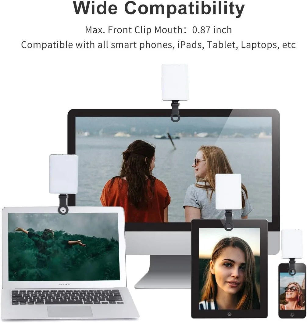Portable LED Clip-On Selfie Light with 3 Modes