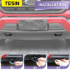 Installation guide showing the TESIN TPE front bumper tow hook cover for a Ford F-150.