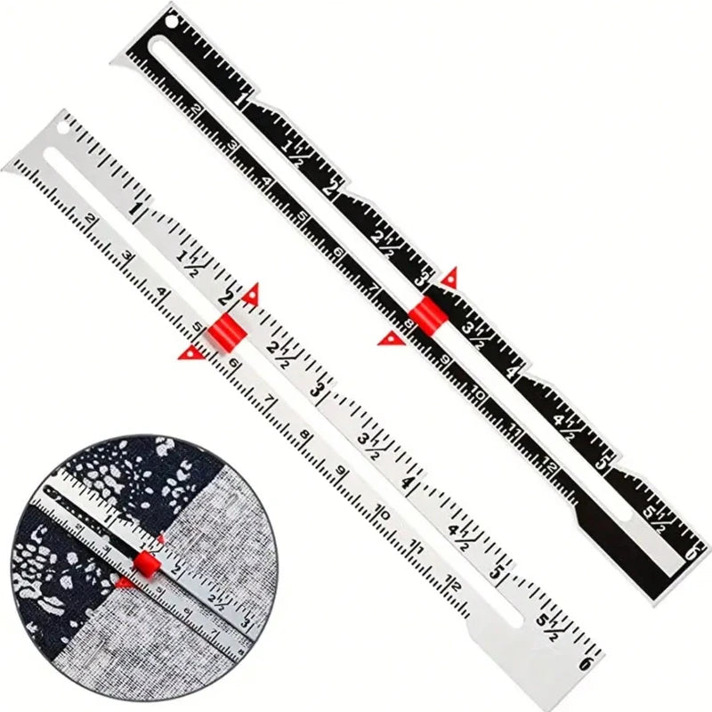 Adjustable Metal Sewing Gauge with Sliding Marker