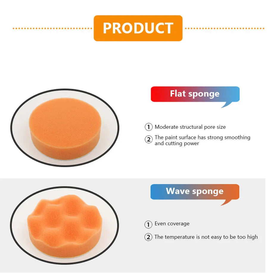 Image showing flat and wave sponges used for car polishing and scratch removal.