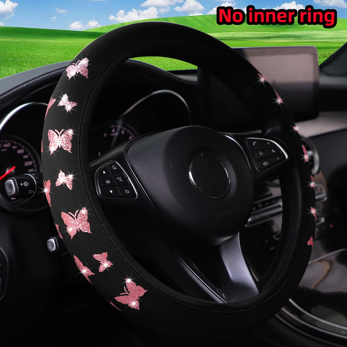 Glitter Butterfly Steering Wheel Cover – Waterproof & Non-Slip