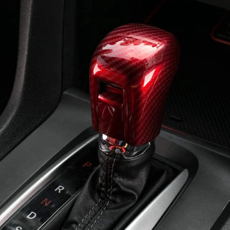 Red Carbon Fiber Shift Knob Cover for Select Honda Civic Models