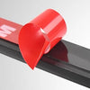 A red light kit component is shown on a black surface, featuring an 'M' logo and a pointed shape.