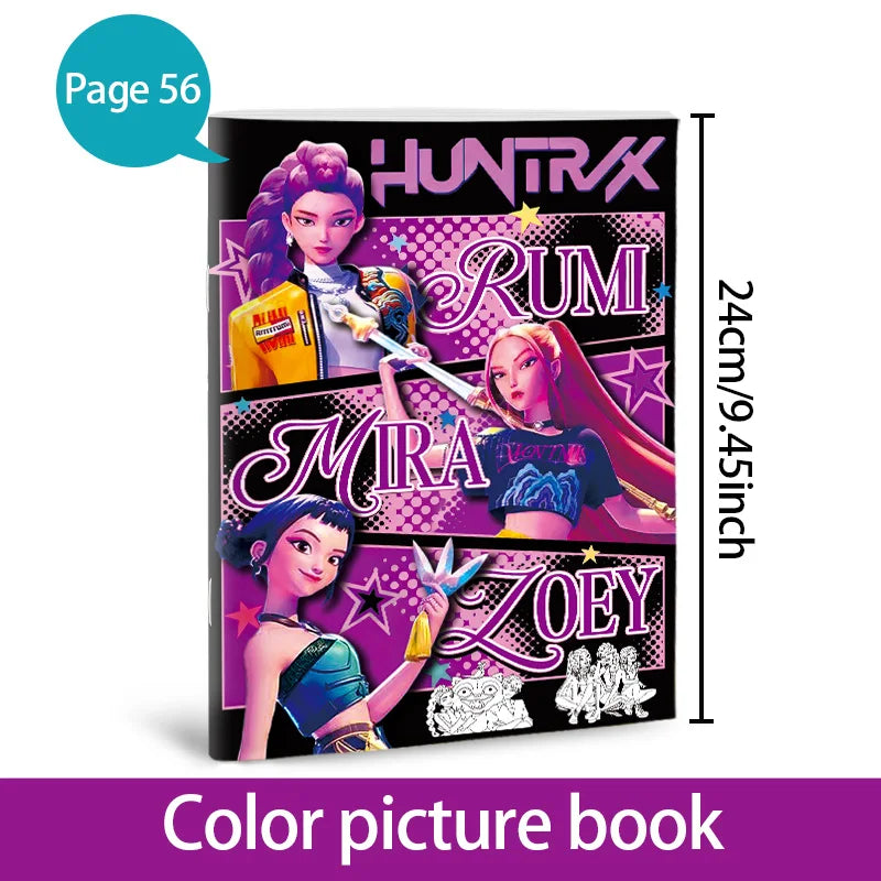 كتاب مصور ملون يضم شخصيات من Huntrix Rum و Mira Zoey