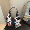 French-Style Cow Print Crossbody Bag