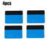 Four blue and black suede felt squeegees for car vinyl wrap and window tint installation