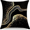 Black throw pillow cover with a wavy gold dot pattern design