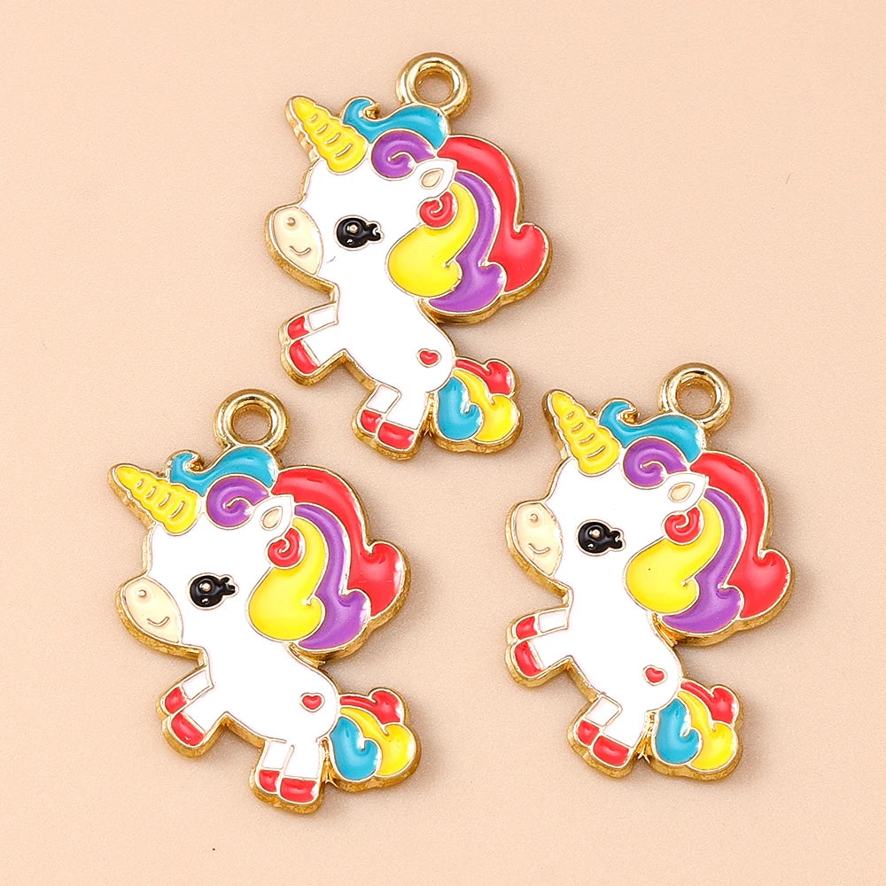 Enamel Rainbow Horse Charms for DIY Jewelry Making