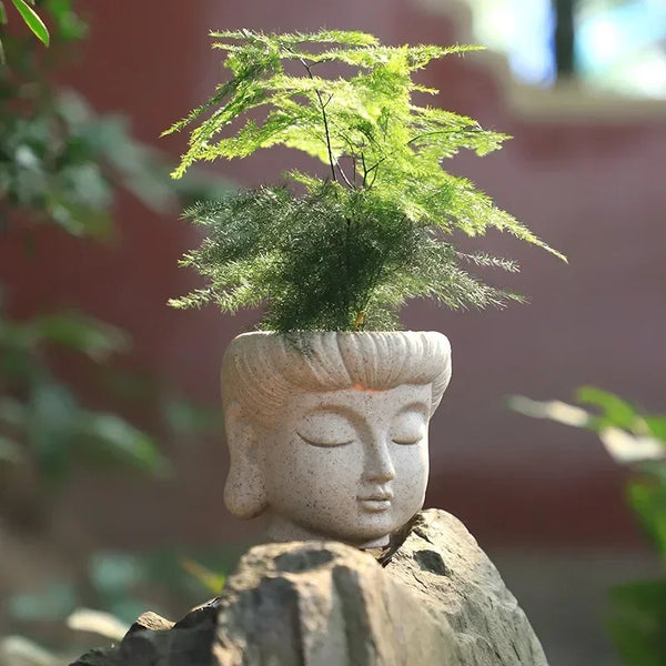 Buddha Head Resin Succulent Planter
