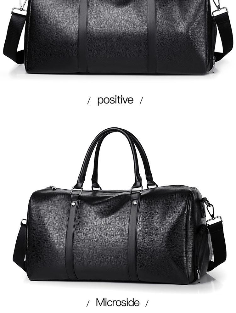 Retro PU Leather Weekender Duffel Bag with Adjustable Shoulder Strap