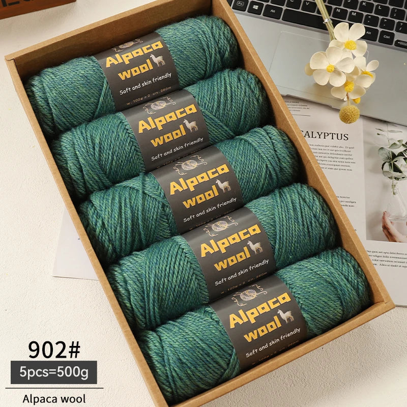 Chunky Alpaca Wool Knitting Yarn – 500g Multi-Color Set for Cozy Winter Projects
