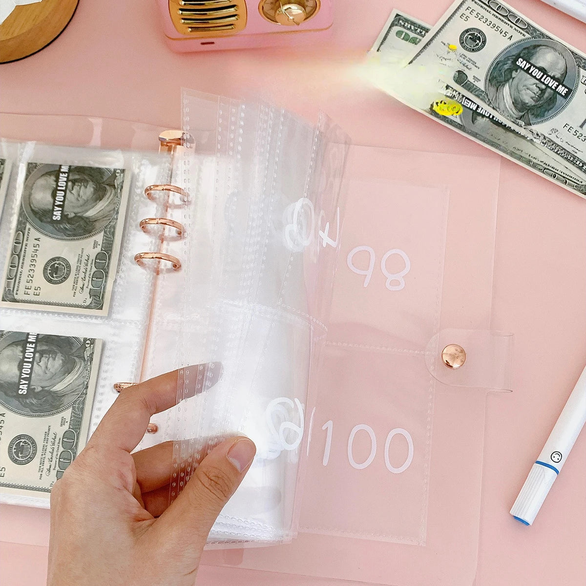 Savings Challenge Binder with Cash Envelopes