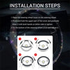 Installation steps showing how to place and fix a crystal rhinestone steering wheel cover.