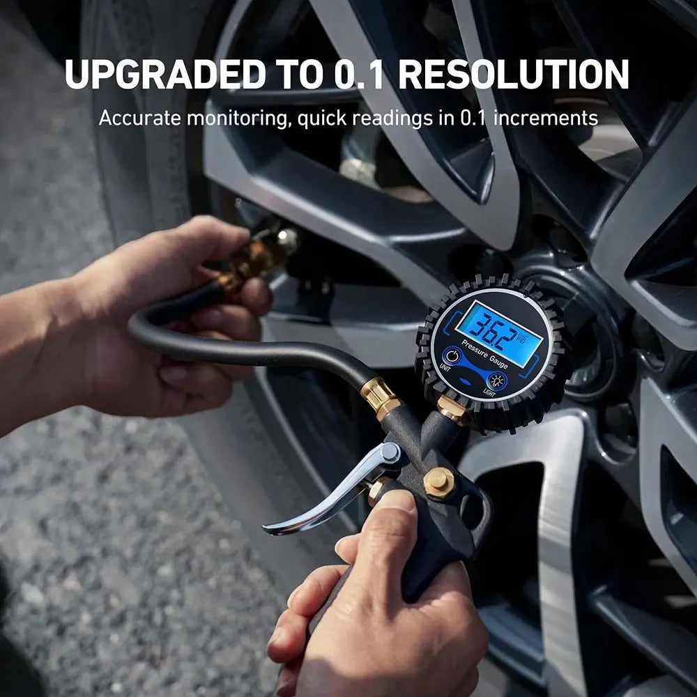 Digital Tire Pressure Gauge with Inflator and Locking Chuck