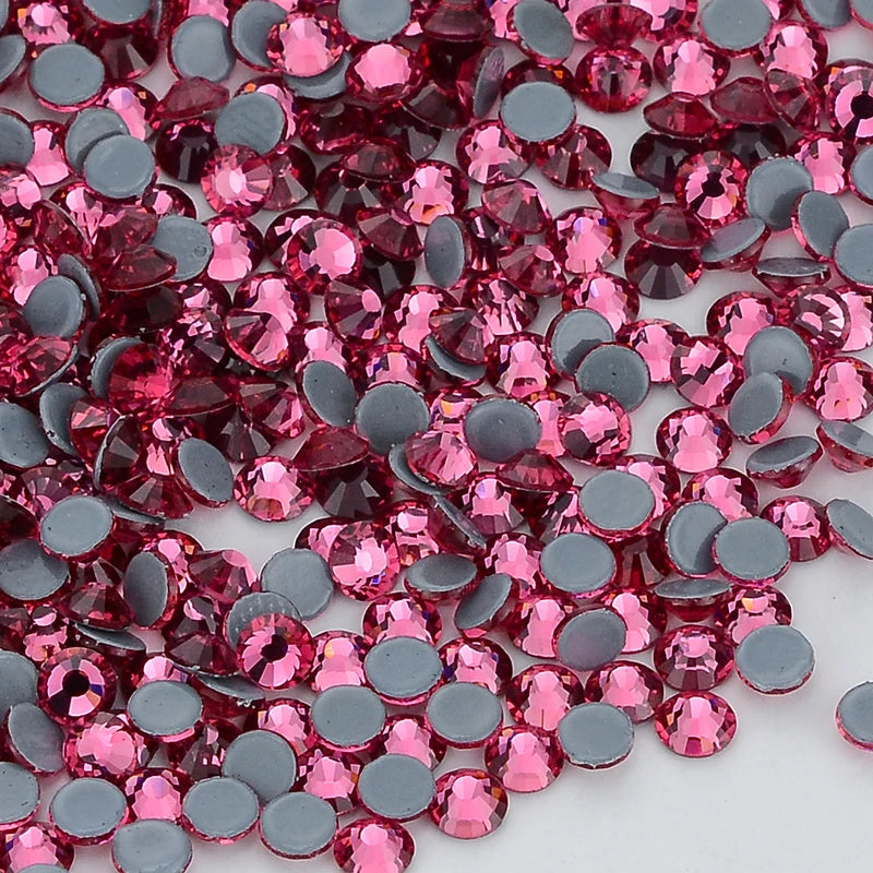 Red Glass Flatback Rhinestones - Multi-Color Glitter Round Crystals for DIY Crafts