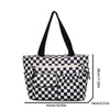 Corduroy Checkerboard Tote Bag with Multiple Pockets