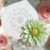 A light green succulent plant is shown next to a white silicone mold for resin and cement planters.