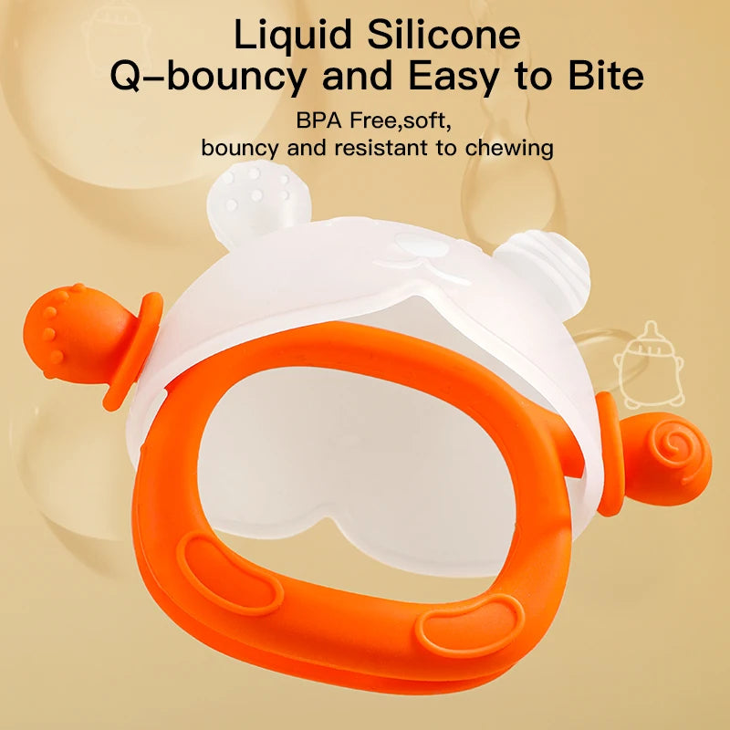 Bunny-Shaped Silicone Teether with Full-Hand Grip for Babies