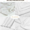 Close-up detail presentation of a white flannel throw blanket showing soft texture and folds.