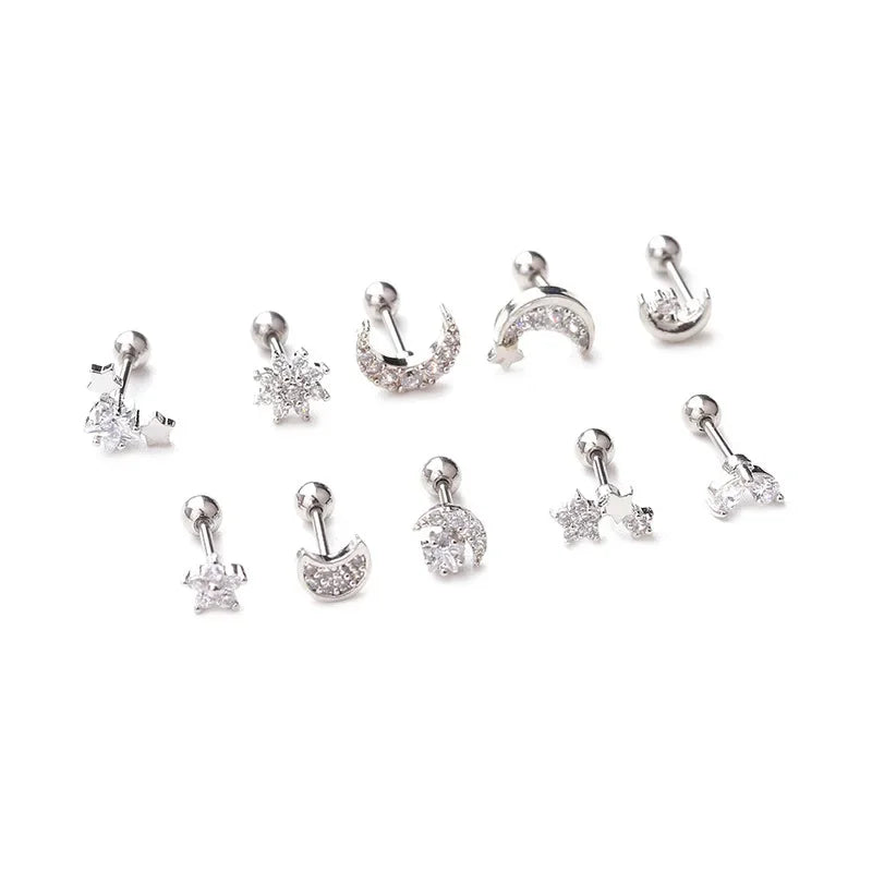 Boucles d'oreilles plates à tige en acier inoxydable délicates