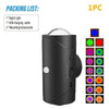 A black rechargeable motion sensor RGB LED night light with a round lens and an on/off switch.