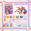 A DIY craft kit for kids featuring fabric flowers, foam butterflies, and wooden sticks for a Poke-Fun project.