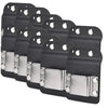 A set of black clip-on tool belt holsters designed for securing drills and power tools.