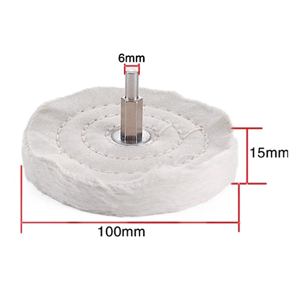Cotton Polishing Wheel with 6mm Shank for Drill Buffing