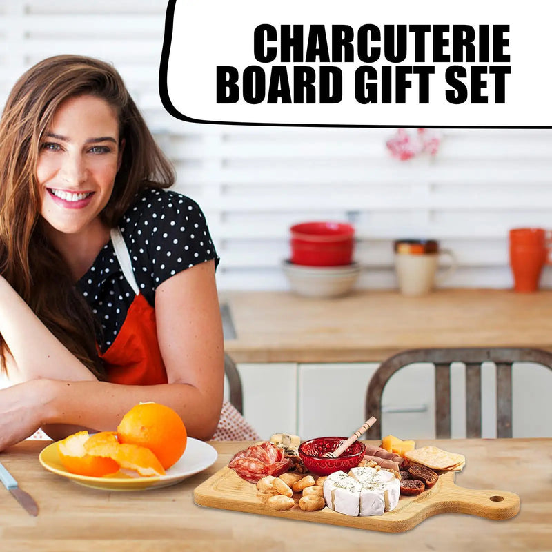 Bamboo Charcuterie Board Set with Cheese Tools