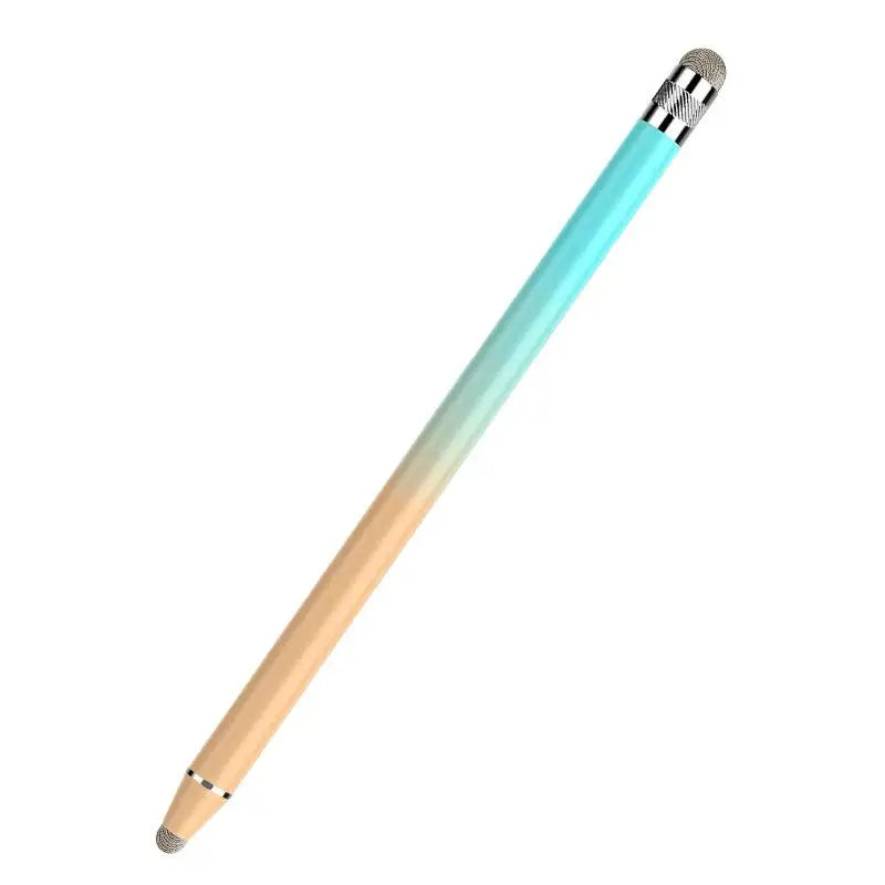 A light blue and peach dual-nib capacitive stylus pen shown diagonally.