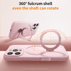 Pink magnetic silicone case with a rotating fulcrum shell design for an iPhone