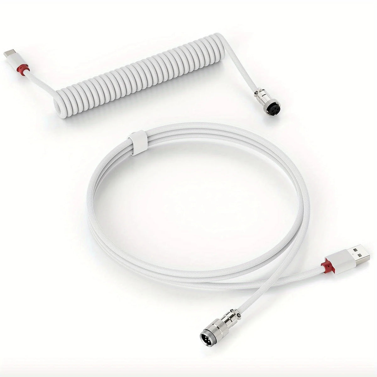Coiled USB-C Keyboard Cable with Detachable Aviator Connector