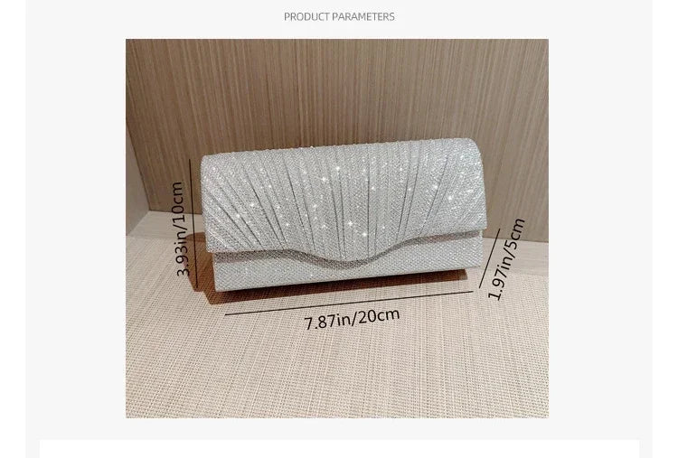 Glitter Envelope Clutch with Chain Strap