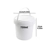 White reusable storage container with a handle and leakproof lid, measuring 11cm high.