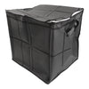 A black foldable large-capacity wardrobe storage bag with a grid pattern and a zipper.