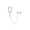 Aretes de Plata de Ley 925 con CZ y Borla de Cadena