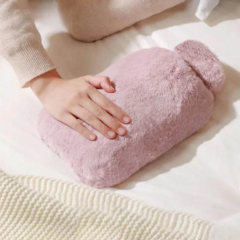 Reusable Hot Water Bottle with Soft Fleece Cover