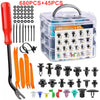 A plastic push-pin auto trim fastener assortment kit showing various colored and sized pins and clips.