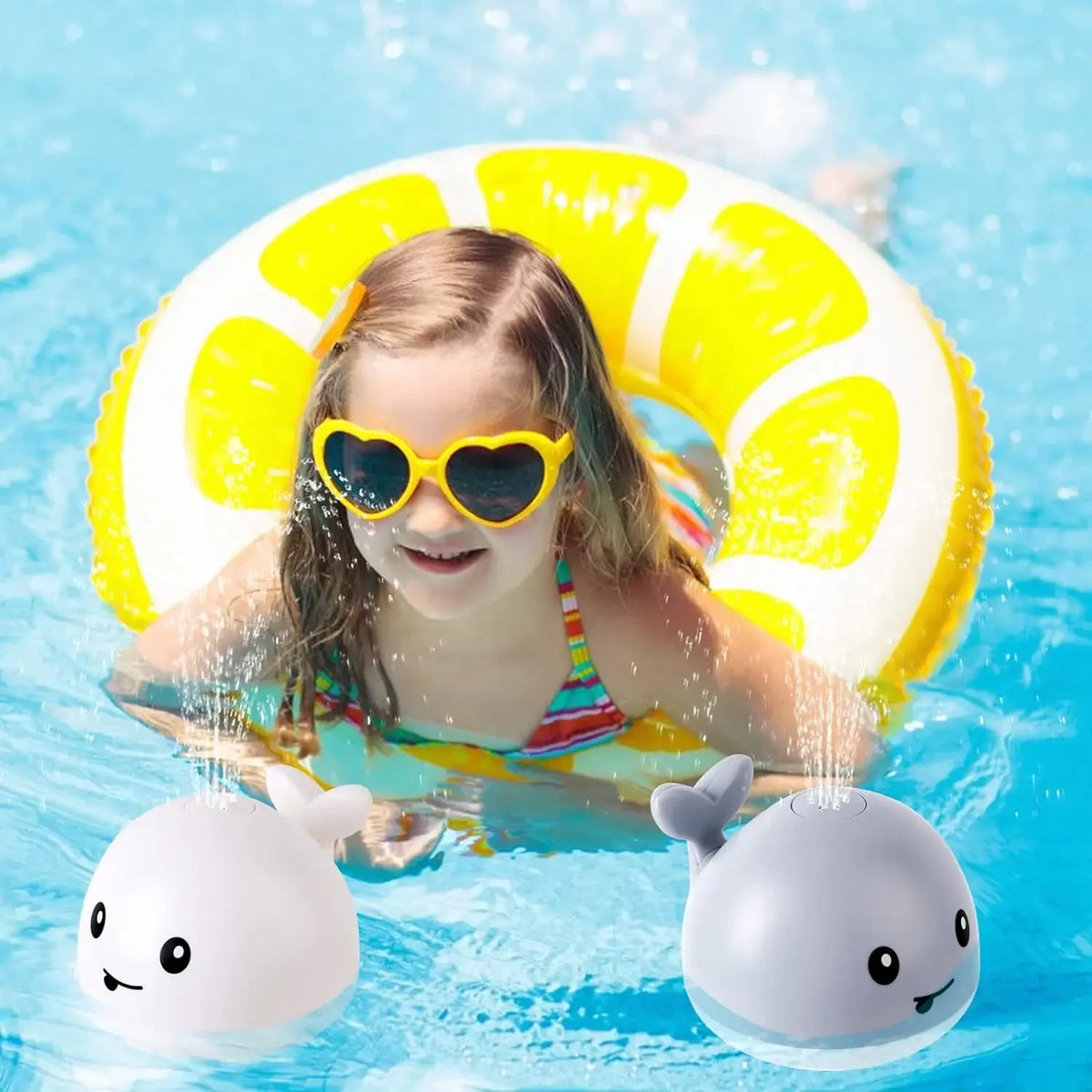 Whale Water Sprinkler Bath Toy with Glowing LED Lights