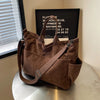 Multi-Pocket Corduroy Tote Bag – Large Capacity Casual Satchel for Travel, Work & Commute