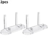 Two clear acrylic photo and card display stands with vertical holders.