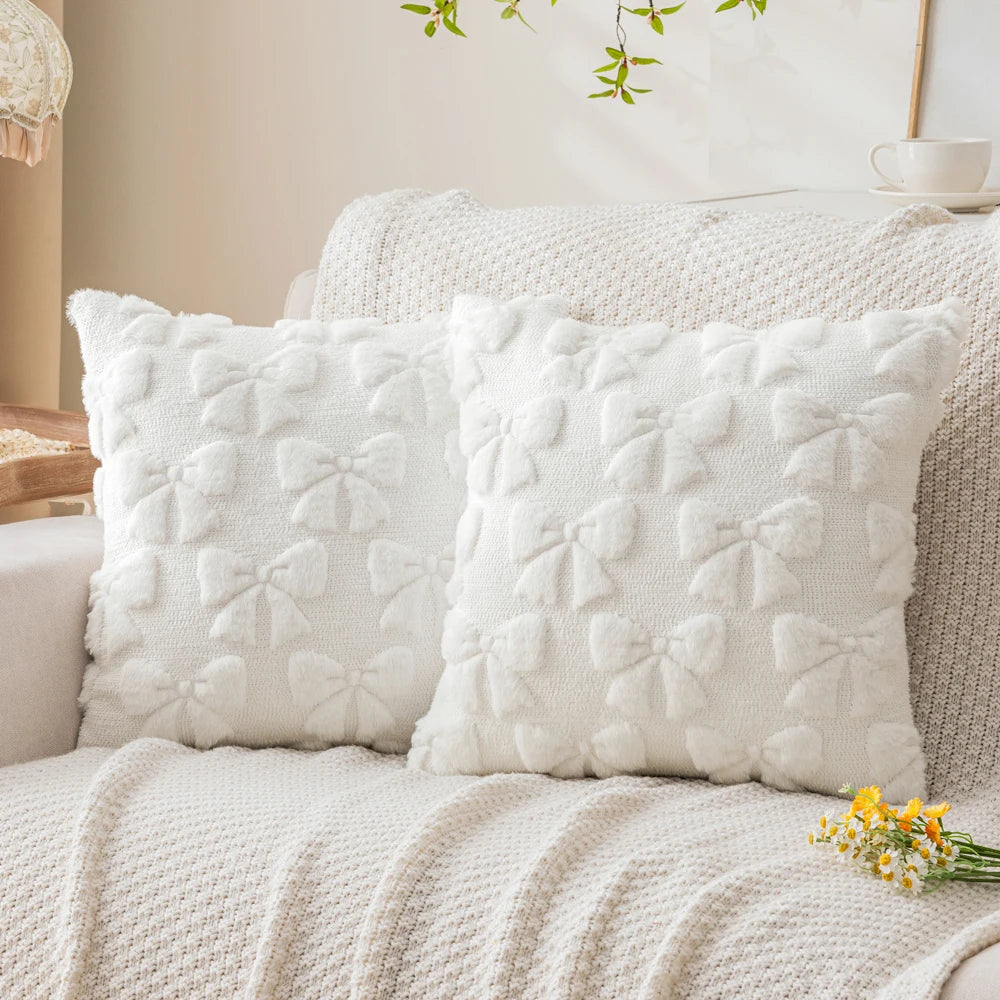 Faux Fur Bowknot Pillow Covers (Set of 2)