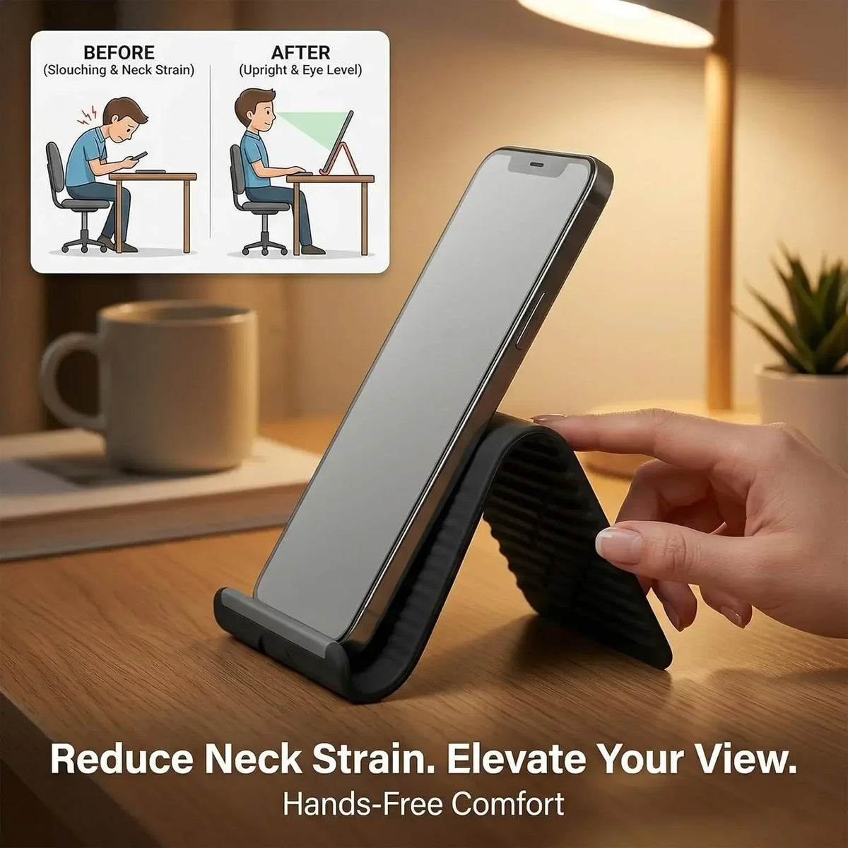 Flexible Foldable Silicone Device Stand for Phones, Tablets & Laptops